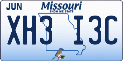 MO license plate XH3I3C