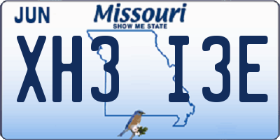 MO license plate XH3I3E