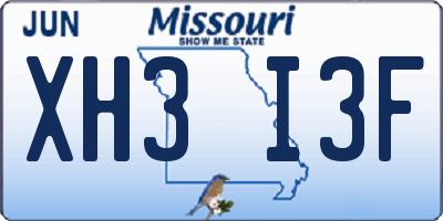 MO license plate XH3I3F
