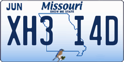 MO license plate XH3I4D