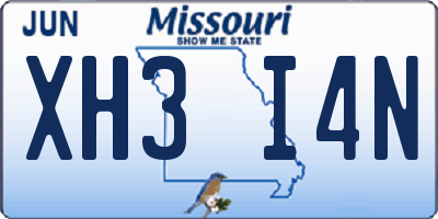 MO license plate XH3I4N