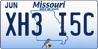 MO license plate XH3I5C