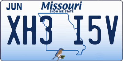 MO license plate XH3I5V