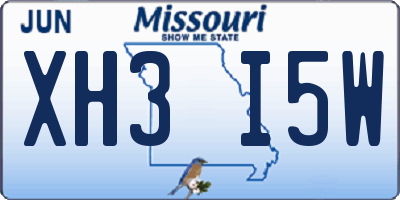 MO license plate XH3I5W