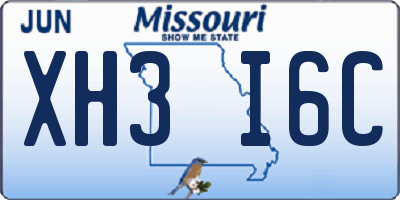 MO license plate XH3I6C