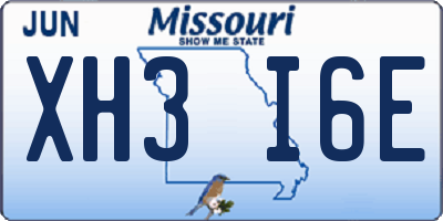 MO license plate XH3I6E