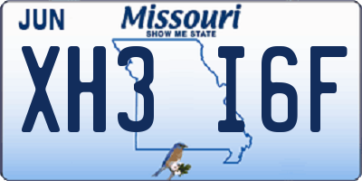 MO license plate XH3I6F