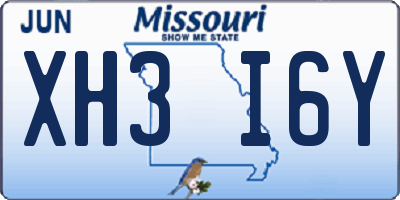 MO license plate XH3I6Y