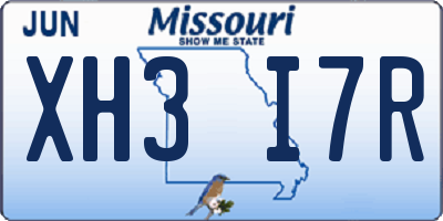 MO license plate XH3I7R