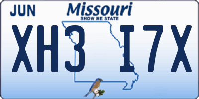 MO license plate XH3I7X