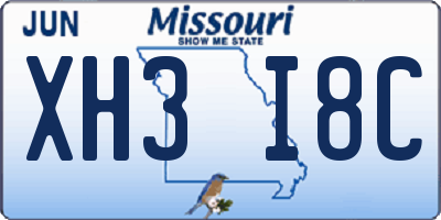 MO license plate XH3I8C