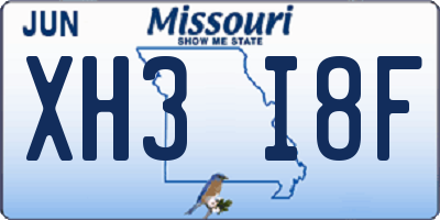 MO license plate XH3I8F