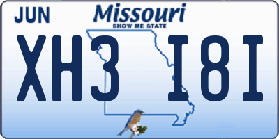 MO license plate XH3I8I