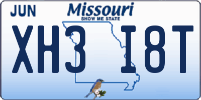 MO license plate XH3I8T