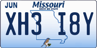 MO license plate XH3I8Y