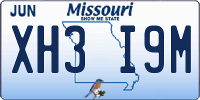 MO license plate XH3I9M