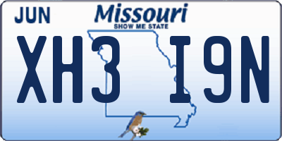 MO license plate XH3I9N