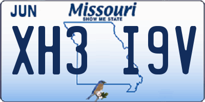MO license plate XH3I9V