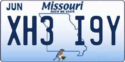 MO license plate XH3I9Y