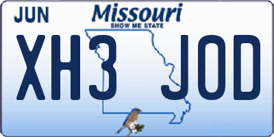 MO license plate XH3J0D