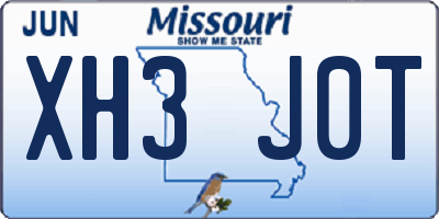 MO license plate XH3J0T