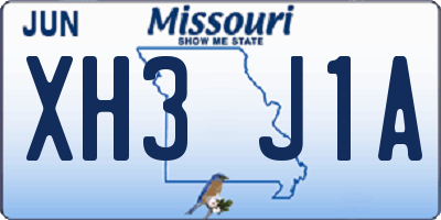 MO license plate XH3J1A