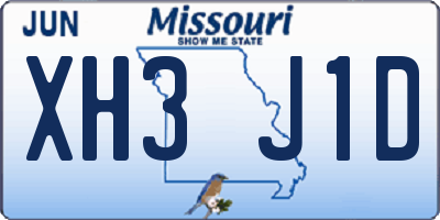 MO license plate XH3J1D