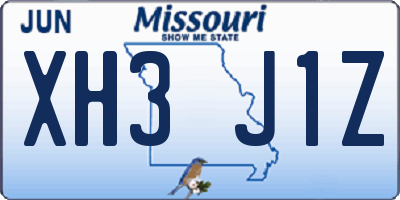 MO license plate XH3J1Z