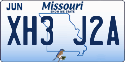 MO license plate XH3J2A