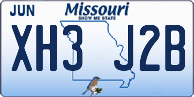 MO license plate XH3J2B
