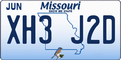 MO license plate XH3J2D