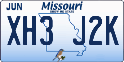 MO license plate XH3J2K