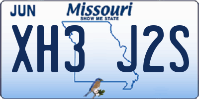 MO license plate XH3J2S