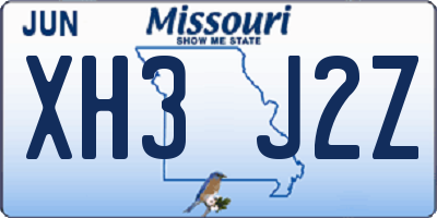 MO license plate XH3J2Z