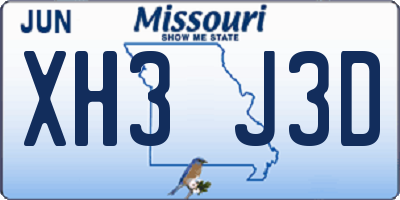 MO license plate XH3J3D
