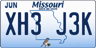 MO license plate XH3J3K