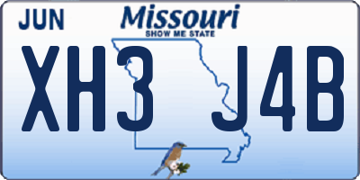 MO license plate XH3J4B