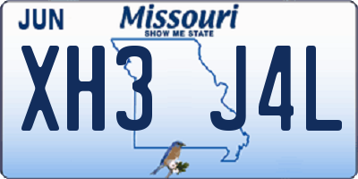 MO license plate XH3J4L