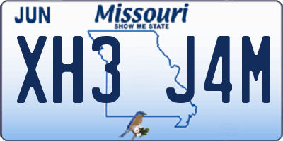MO license plate XH3J4M