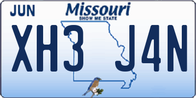 MO license plate XH3J4N