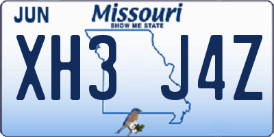 MO license plate XH3J4Z