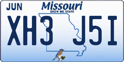 MO license plate XH3J5I