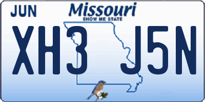 MO license plate XH3J5N