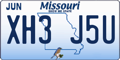 MO license plate XH3J5U