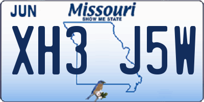 MO license plate XH3J5W