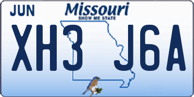MO license plate XH3J6A