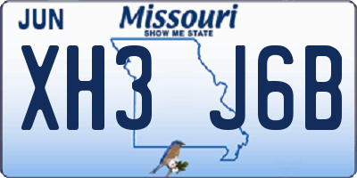 MO license plate XH3J6B