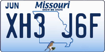 MO license plate XH3J6F