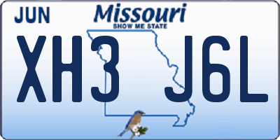 MO license plate XH3J6L