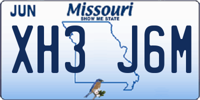MO license plate XH3J6M